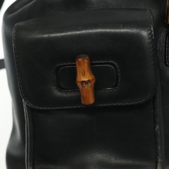 GUCCI Bamboo Backpack Leather Black Gold 003 2058 0016 Auth ep10615
