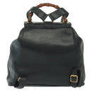 GUCCI Bamboo Backpack Leather Black Gold 003 2058 0016 Auth ep10615-2