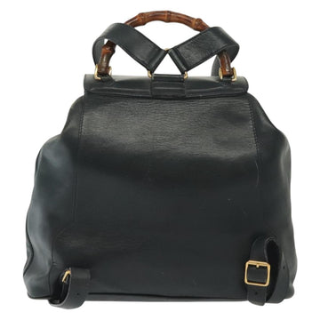GUCCI Bamboo Backpack Leather Black Gold 003 2058 0016 Auth ep10615 - 0