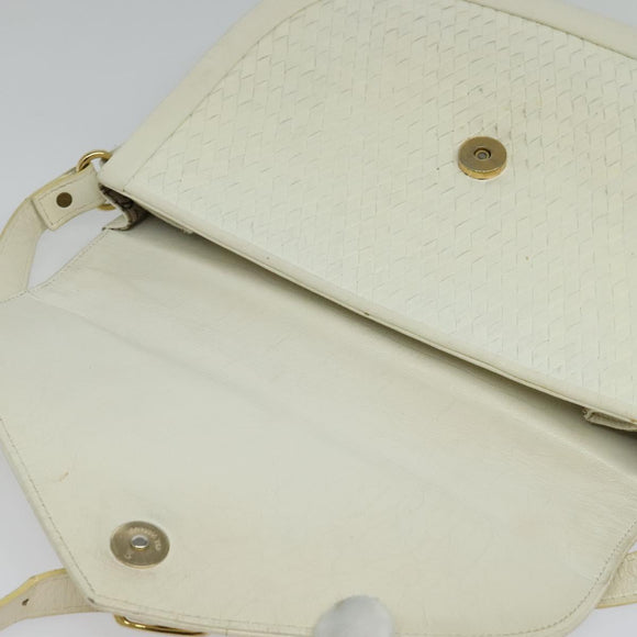 SAINT LAURENT Shoulder Bag Leather White Gold Auth ep10622