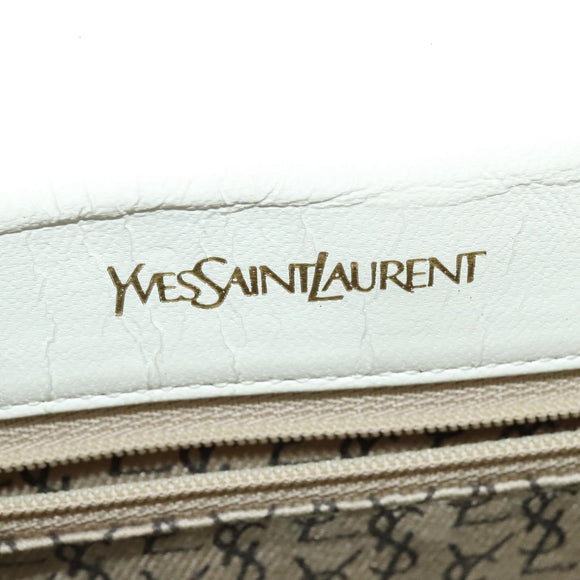 SAINT LAURENT Shoulder Bag Leather White Gold Auth ep10622