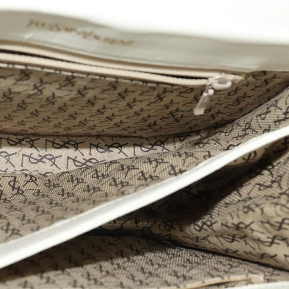 SAINT LAURENT Shoulder Bag Leather White Gold Auth ep10622