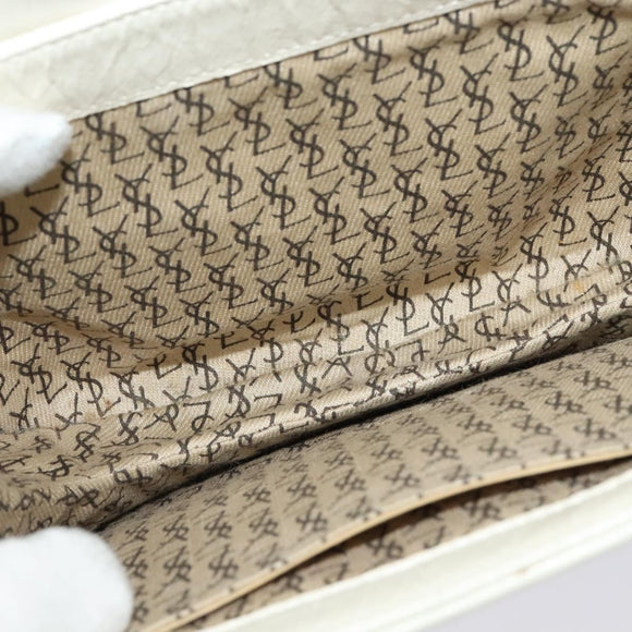 SAINT LAURENT Shoulder Bag Leather White Gold Auth ep10622