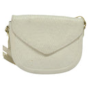 SAINT LAURENT Shoulder Bag Leather White Gold Auth ep10622-2