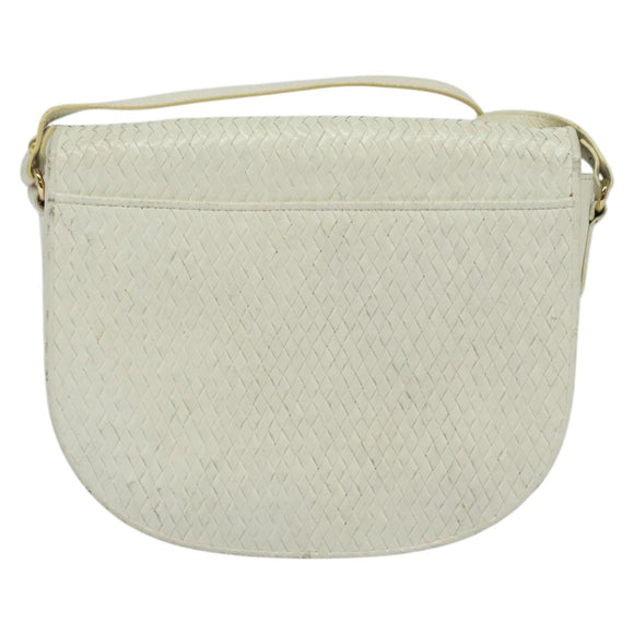 SAINT LAURENT Shoulder Bag Leather White Gold Auth ep10622