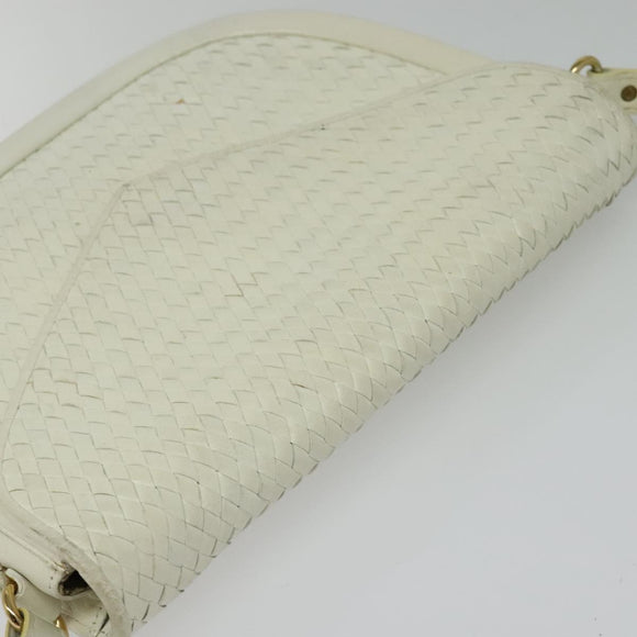 SAINT LAURENT Shoulder Bag Leather White Gold Auth ep10622