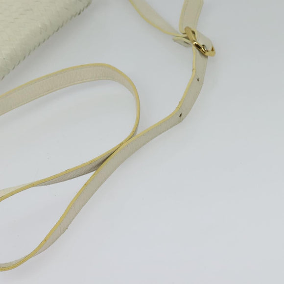 SAINT LAURENT Shoulder Bag Leather White Gold Auth ep10622