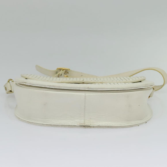 SAINT LAURENT Shoulder Bag Leather White Gold Auth ep10622