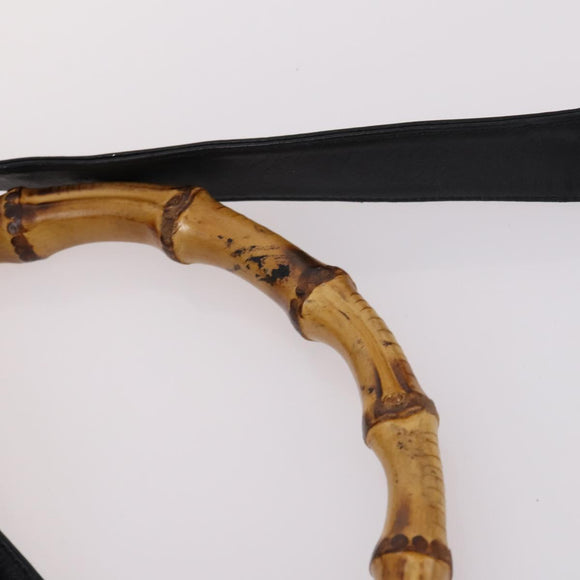 GUCCI Bamboo Hand Bag Leather 2way Black Gold 001 1998 1577 Auth ep10628