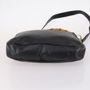 GUCCI Bamboo Hand Bag Leather 2way Black Gold 001 1998 1577 Auth ep10628-5