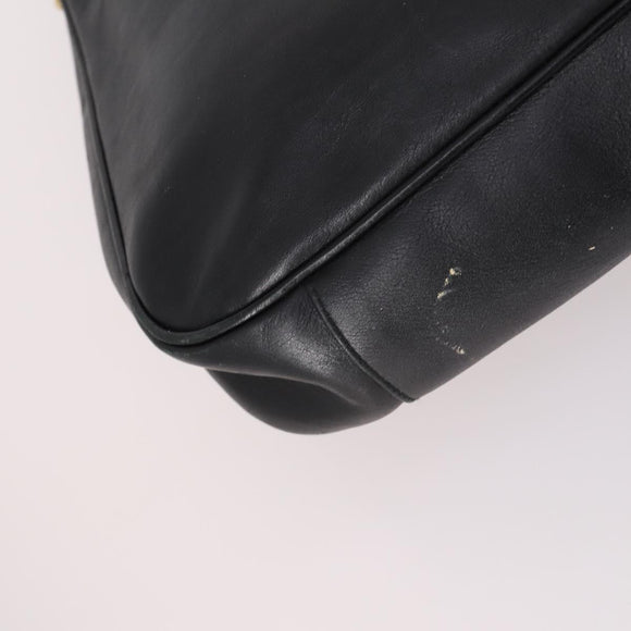 GUCCI Bamboo Hand Bag Leather 2way Black Gold 001 1998 1577 Auth ep10628