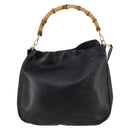 GUCCI Bamboo Hand Bag Leather 2way Black Gold 001 1998 1577 Auth ep10628-13