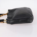 GUCCI Bamboo Hand Bag Leather 2way Black Gold 001 1998 1577 Auth ep10628-4