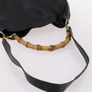 GUCCI Bamboo Hand Bag Leather 2way Black Gold 001 1998 1577 Auth ep10628-7