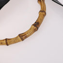 GUCCI Bamboo Hand Bag Leather 2way Black Gold 001 1998 1577 Auth ep10628-8