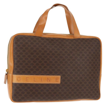 CELINE Macadam Canvas Business Bag PVC Brown Gold Auth ep10631