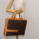 CELINE Macadam Canvas Business Bag PVC Brown Gold Auth ep10631-21