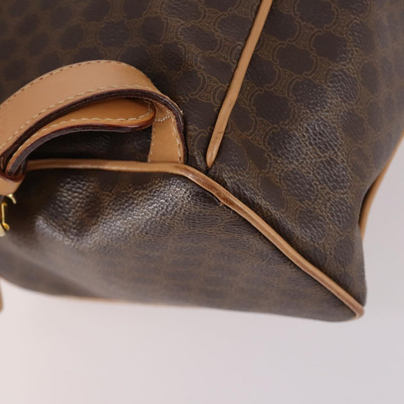 CELINE Macadam Canvas Backpack PVC Leather Brown Gold Auth ep10632