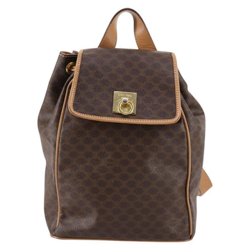 CELINE Macadam Canvas Backpack PVC Leather Brown Gold Auth ep10632 - 0