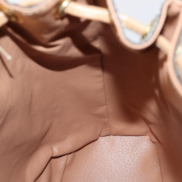 CELINE Macadam Canvas Backpack PVC Leather Brown Gold Auth ep10632