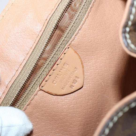 CELINE Macadam Canvas Backpack PVC Leather Brown Gold Auth ep10632