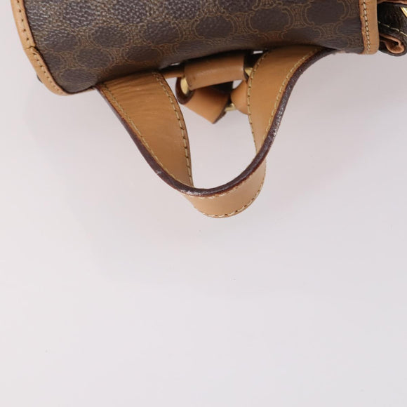 CELINE Macadam Canvas Backpack PVC Leather Brown Gold Auth ep10632