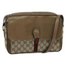 GUCCI GG Supreme Web Sherry Line Shoulder Bag PVC Beige Gold Auth ep10647-1