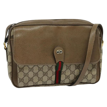 GUCCI GG Supreme Web Sherry Line Shoulder Bag PVC Beige Gold Auth ep10647