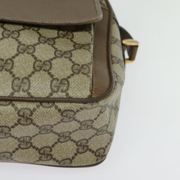 GUCCI GG Supreme Web Sherry Line Shoulder Bag PVC Beige Gold Auth ep10647