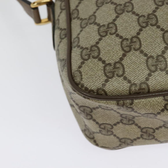 GUCCI GG Supreme Web Sherry Line Shoulder Bag PVC Beige Gold Auth ep10647