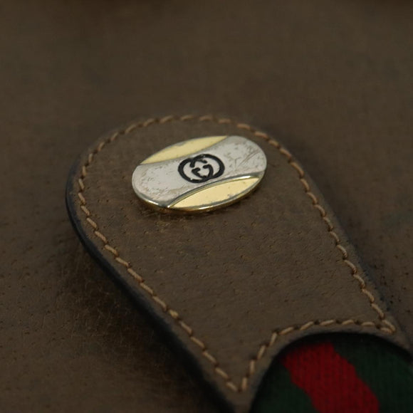 GUCCI GG Supreme Web Sherry Line Shoulder Bag PVC Beige Gold Auth ep10647