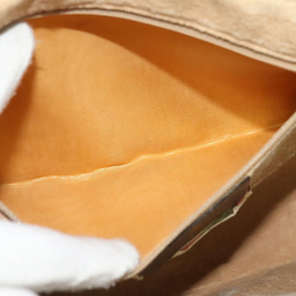 GUCCI GG Supreme Web Sherry Line Shoulder Bag PVC Beige Gold Auth ep10647