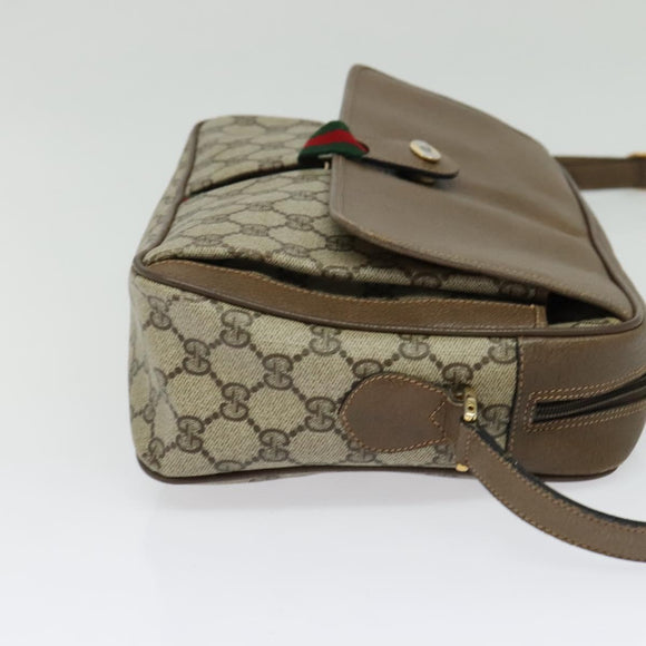 GUCCI GG Supreme Web Sherry Line Shoulder Bag PVC Beige Gold Auth ep10647