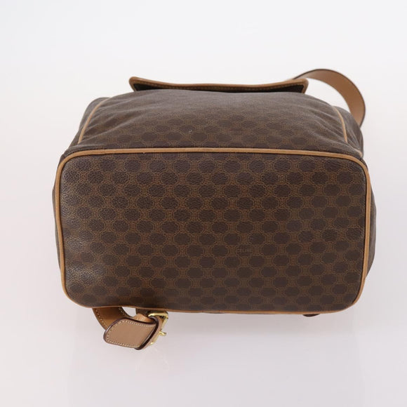 CELINE Macadam Canvas Backpack PVC Leather Brown Gold Auth ep10649