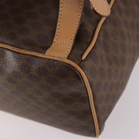 CELINE Macadam Canvas Backpack PVC Leather Brown Gold Auth ep10649