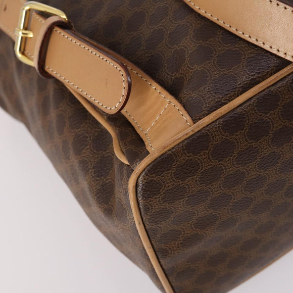 CELINE Macadam Canvas Backpack PVC Leather Brown Gold Auth ep10649