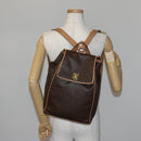 CELINE Macadam Canvas Backpack PVC Leather Brown Gold Auth ep10649-25
