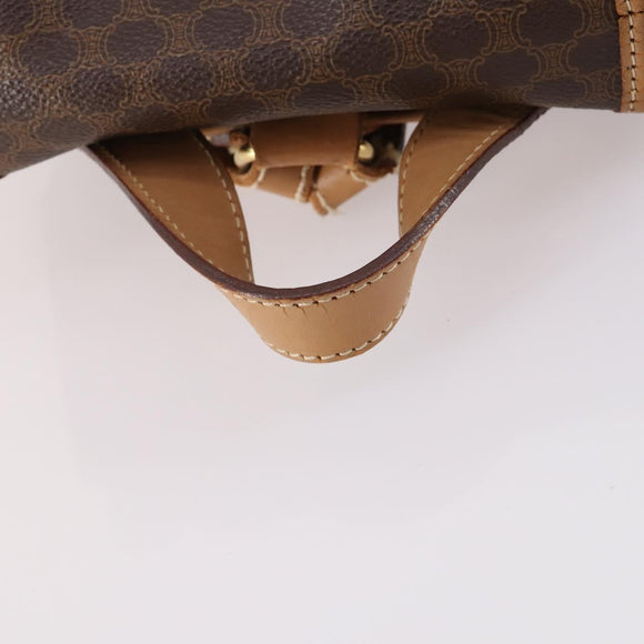 CELINE Macadam Canvas Backpack PVC Leather Brown Gold Auth ep10649
