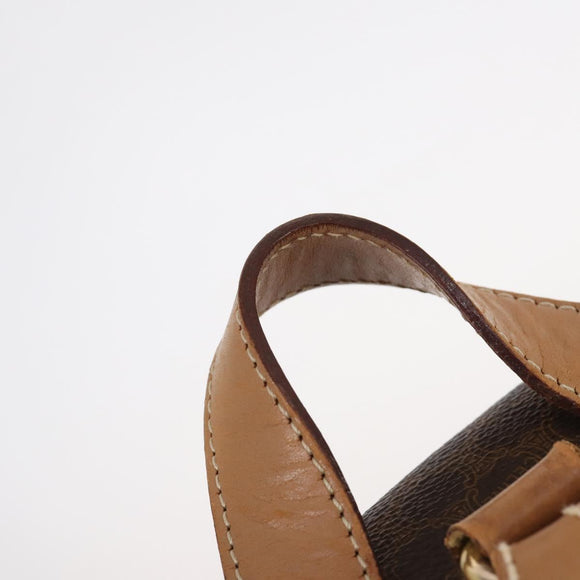 CELINE Macadam Canvas Backpack PVC Leather Brown Gold Auth ep10649