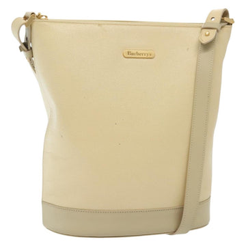 Burberrys Shoulder Bag Leather Beige Gold Auth ep10651