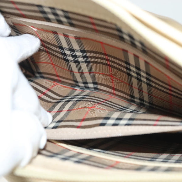 Burberrys Shoulder Bag Leather Beige Gold Auth ep10651