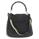 GUCCI Bamboo GG Canvas Hand Bag 2way Black Silver 001 4095 Auth ep10663-1