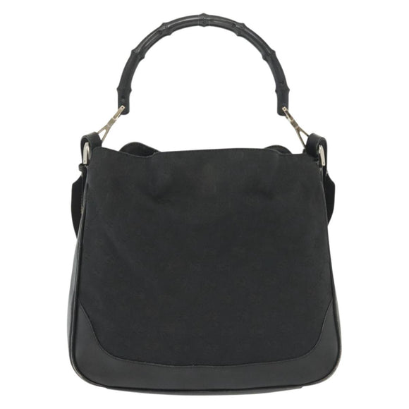 GUCCI Bamboo GG Canvas Hand Bag 2way Black Silver 001 4095 Auth ep10663