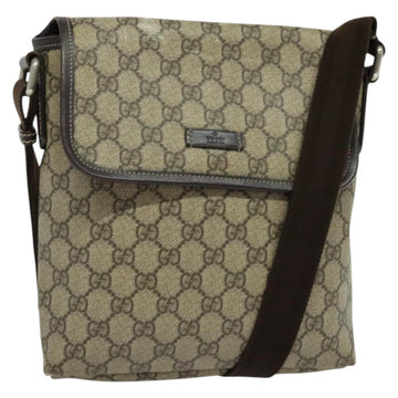 GUCCI GG Supreme Shoulder Bag PVC Beige Silver 223666 Auth ep10673