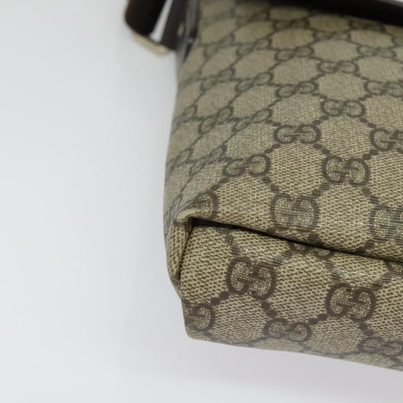 GUCCI GG Supreme Shoulder Bag PVC Beige Silver 223666 Auth ep10673