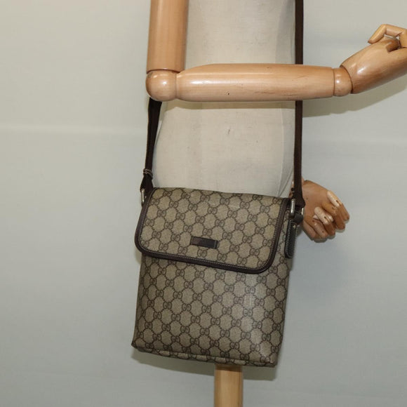 GUCCI GG Supreme Shoulder Bag PVC Beige Silver 223666 Auth ep10673
