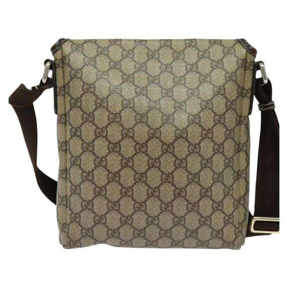 GUCCI GG Supreme Shoulder Bag PVC Beige Silver 223666 Auth ep10673