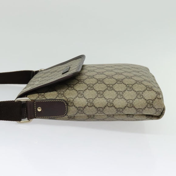 GUCCI GG Supreme Shoulder Bag PVC Beige Silver 223666 Auth ep10673