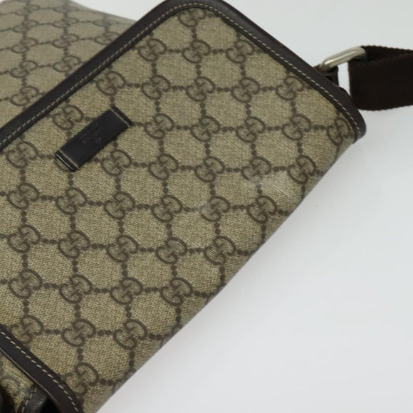 GUCCI GG Supreme Shoulder Bag PVC Beige Silver 223666 Auth ep10673