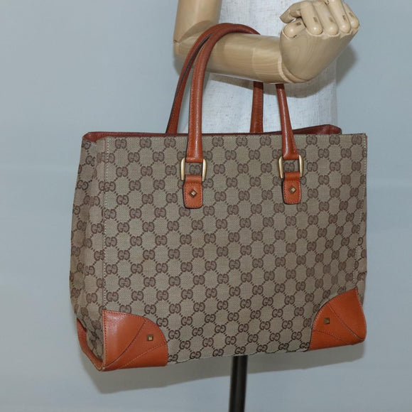 GUCCI GG Canvas Hand Bag Beige 120897 Auth ep10675